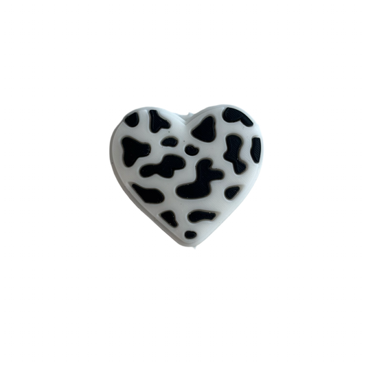 Cowprint Heart Focal Bead