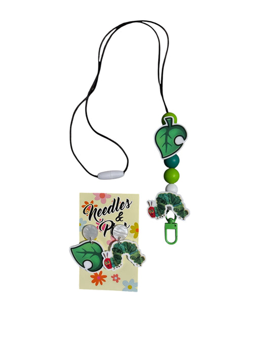 Hungry Caterpillar Lanyard & Earring Set